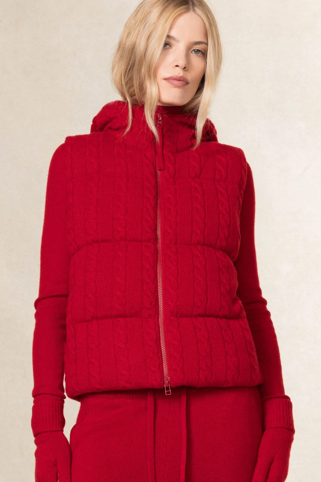 ADELINE CABLE KNIT PUFFER VEST