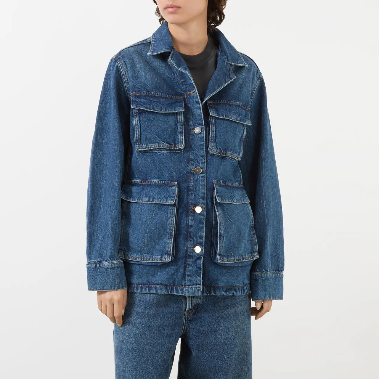 ANINE BING Alden Cargo Denim Jacket - Artic Blue