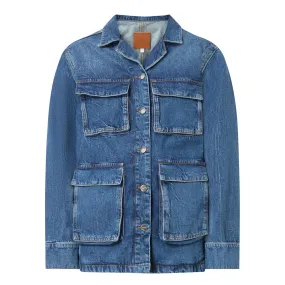 ANINE BING Alden Cargo Denim Jacket - Artic Blue