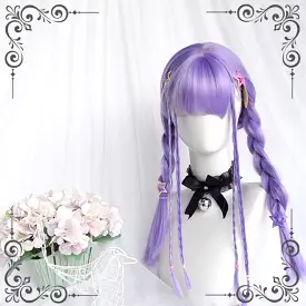 Cute purple medium long straight Y2K wig BY5010