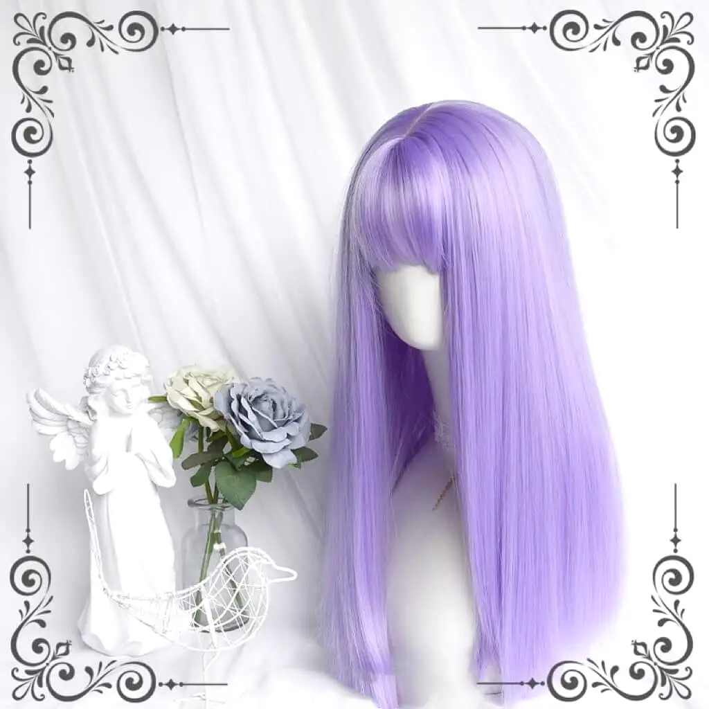 Cute purple medium long straight Y2K wig BY5010