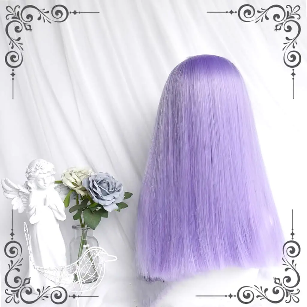 Cute purple medium long straight Y2K wig BY5010