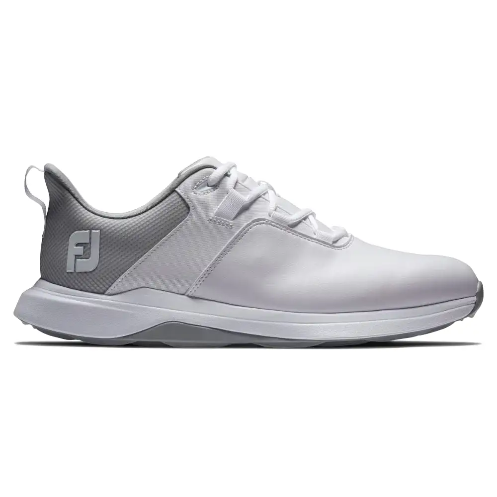 FootJoy Men's ProLite Spikeless Laced Golf Shoes - White/Grey