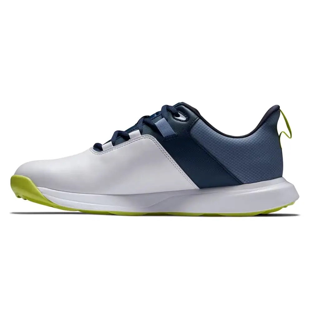 FootJoy Men's ProLite Spikeless Laced Golf Shoes - White/Navy/Lime