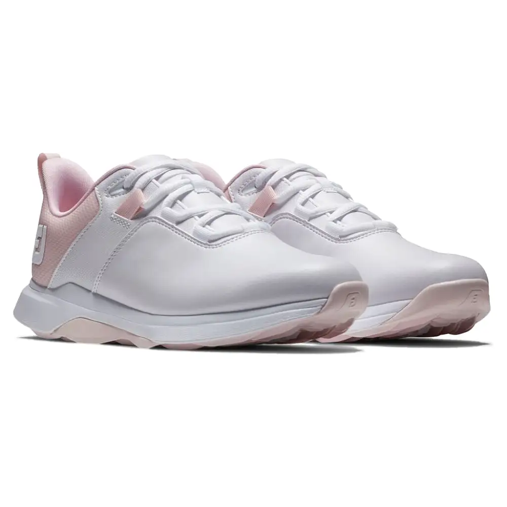 FootJoy Women's ProLite Spikeless Laced Golf Shoes - White/Pink