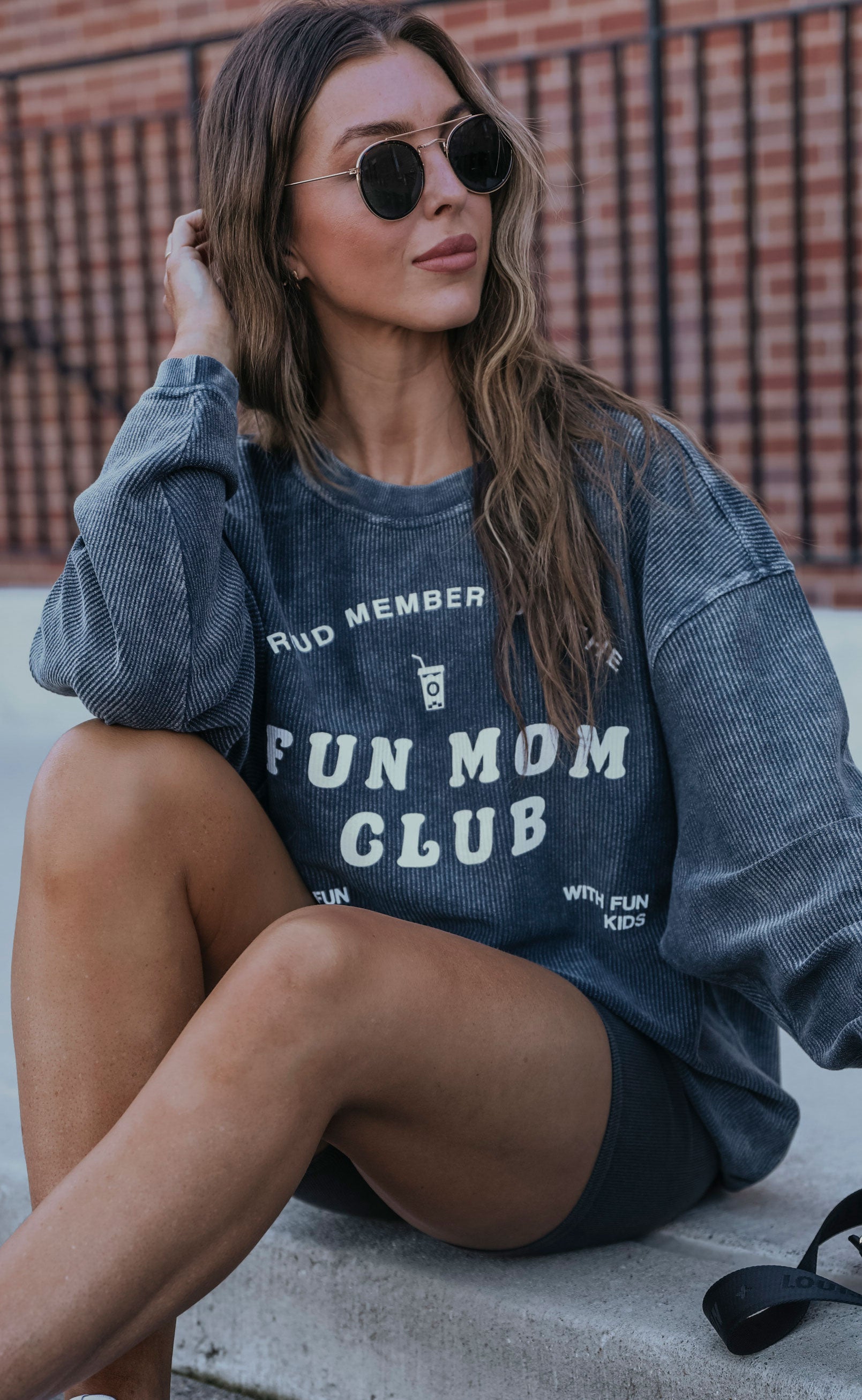 friday + saturday: fun mom club corded sweatshirt