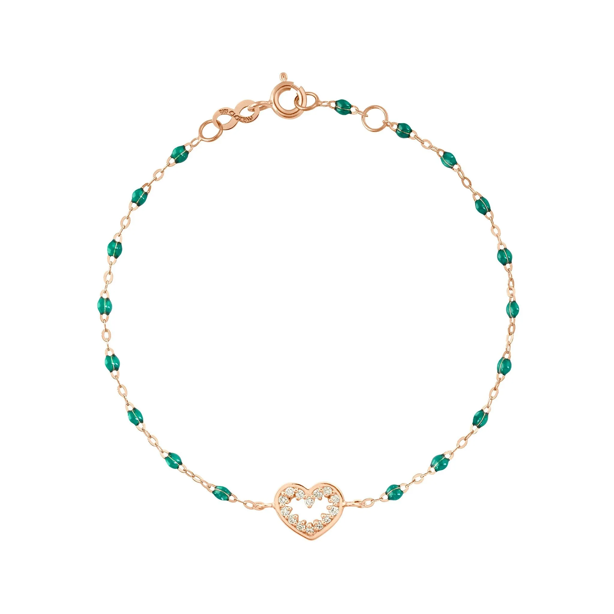 Heart Supreme Classic Gigi diamond bracelet, Emerald, Rose Gold, 6.7