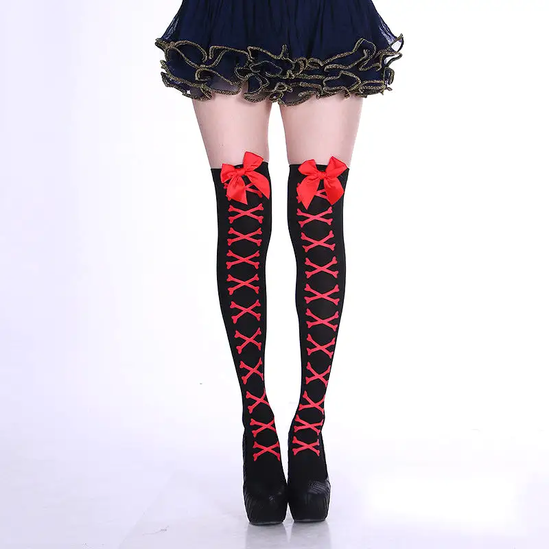 INS PUNK BOW SOFTGIRL Y2K KNEE SOCKS BY90194