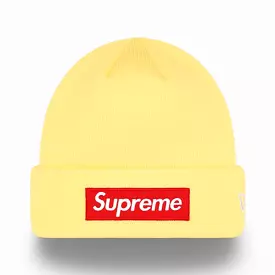 Supreme x New Era Beanie 'Box Logo' Pale Yellow FW22