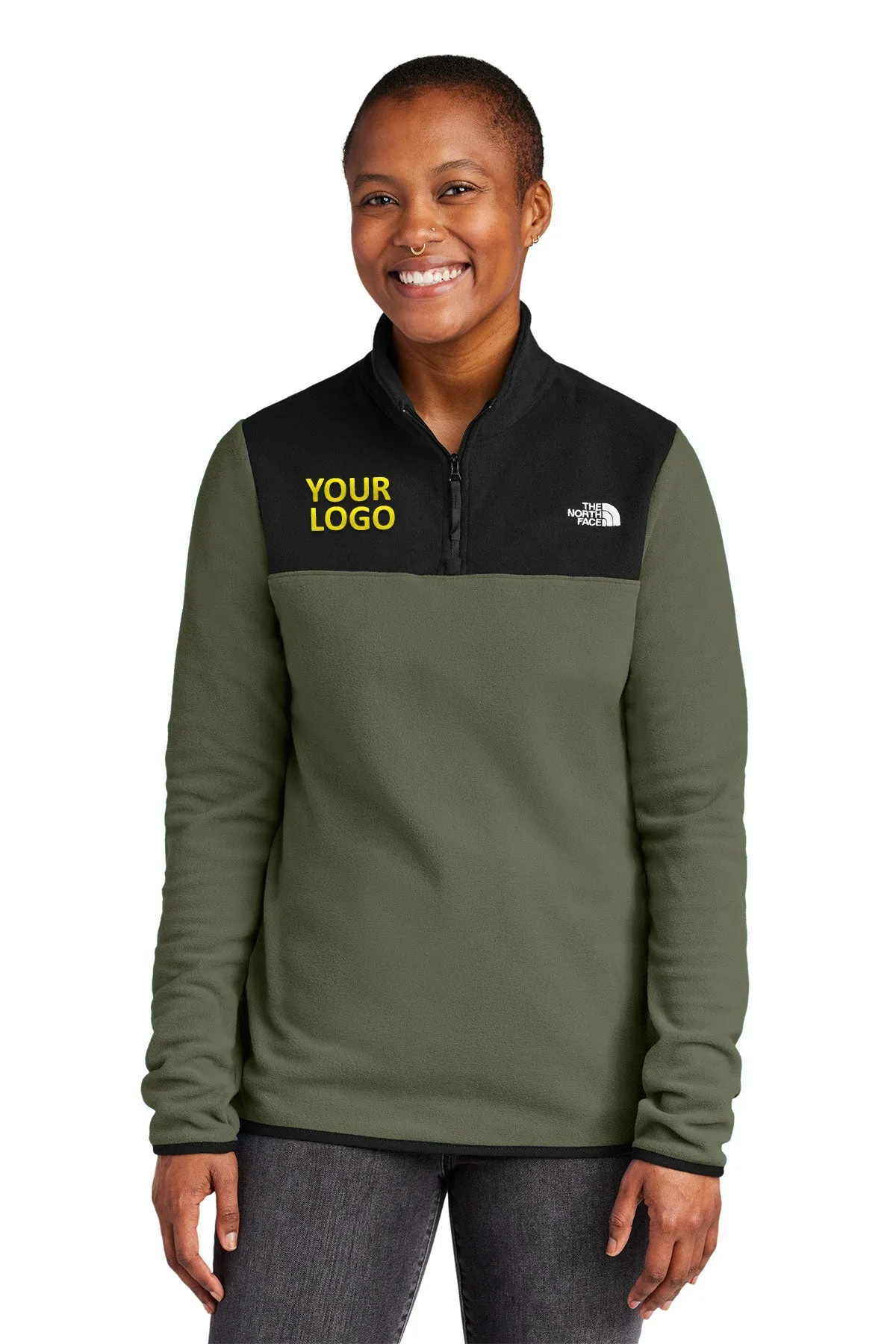 The North Face Ladies Glacier Custom Fleece 1/4 Zips, New Taupe Green