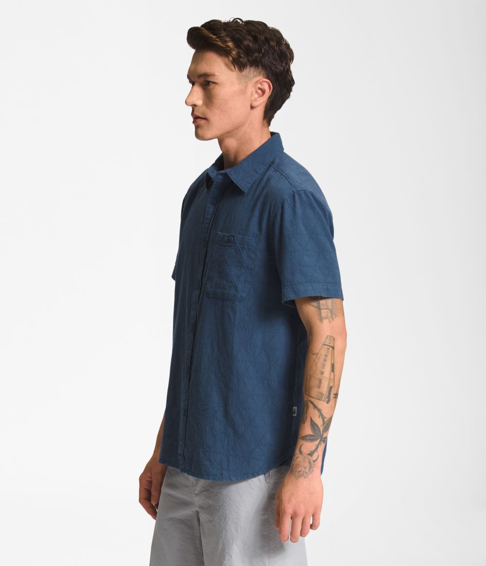 'The North Face' Men's Loghill Jacquard Button Down - Shady Blue