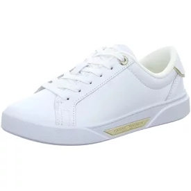 TOMMY HILFIGER Metallic Trim Leather Trainer White