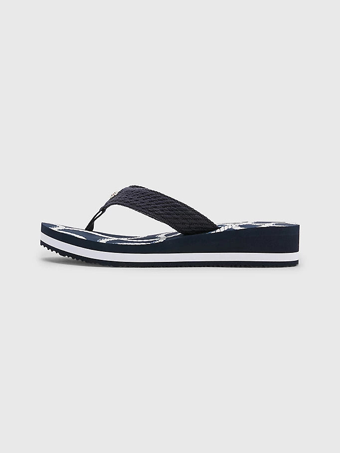 TOMMY HILFIGER Rope Wedge Flipflop Navy