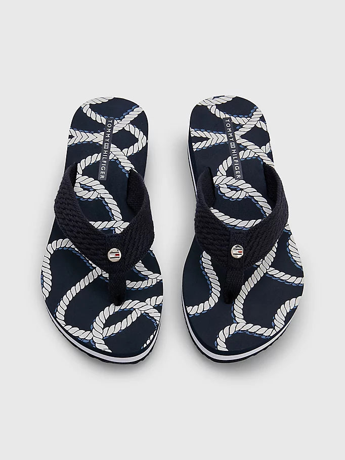 TOMMY HILFIGER Rope Wedge Flipflop Navy