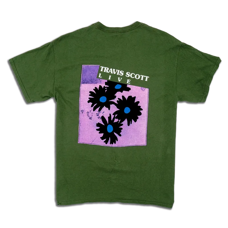 Travis Scott Astroworld Festival Run Flower Olive Tee