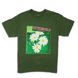 Travis Scott Astroworld Festival Run Flower Olive Tee