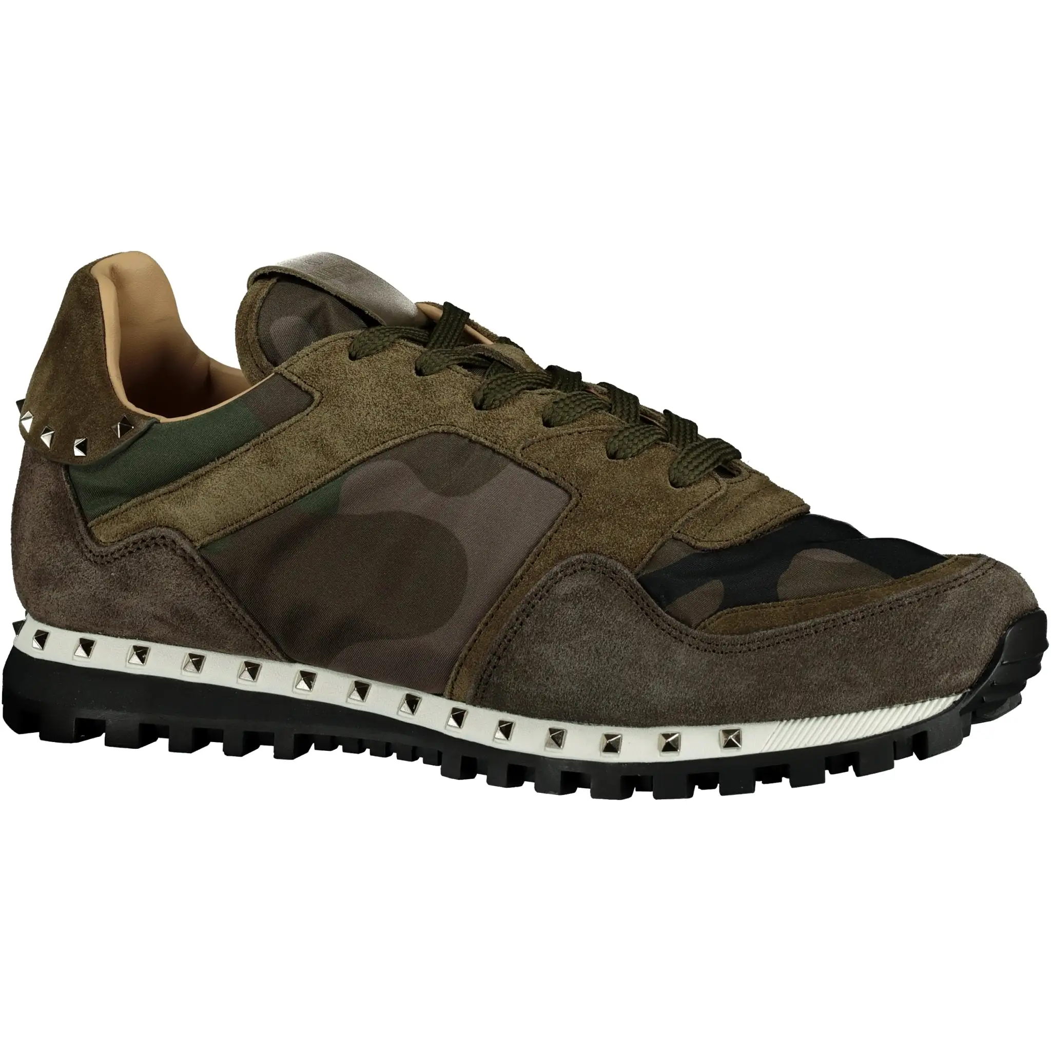 VALENTINO  CAMO ROCKSTUD TRAINERS KHAKI & BLACK