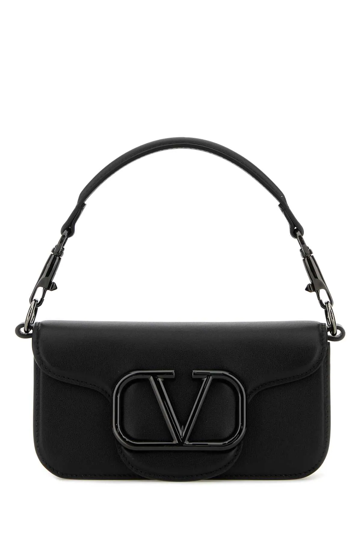 Valentino Garavani Black Leather Loc Clutch