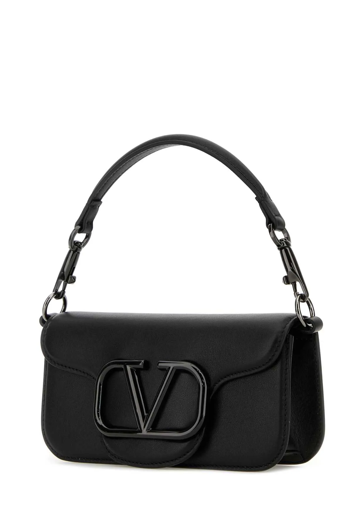 Valentino Garavani Black Leather Loc Clutch