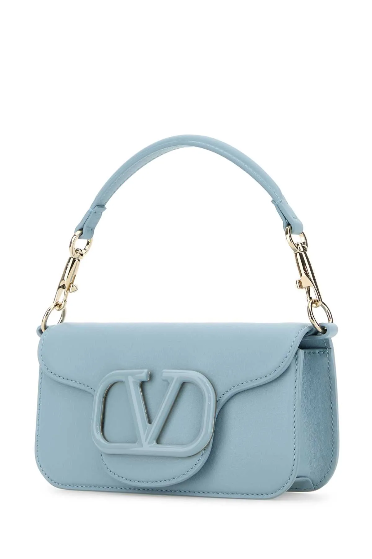 Valentino Garavani Light Blue Leather Loc Handbag