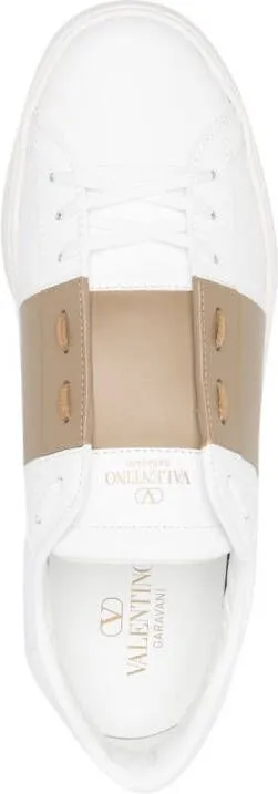 Valentino Garavani Open contrasting-band leather sneakers White