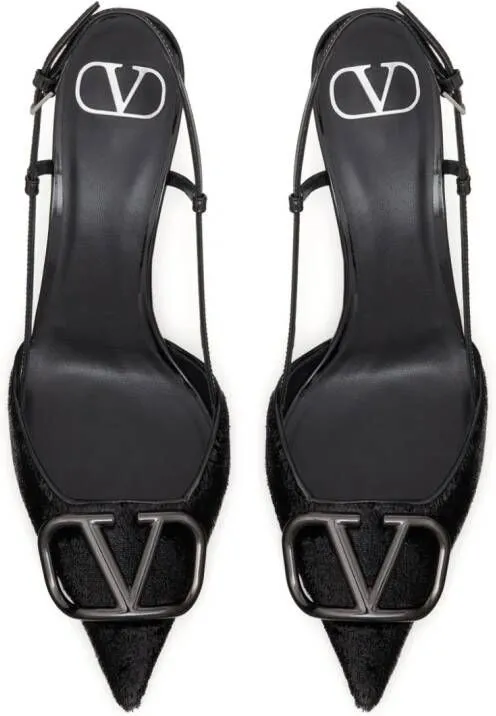 Valentino Garavani VLogo Signature 80mm slingback pumps Black