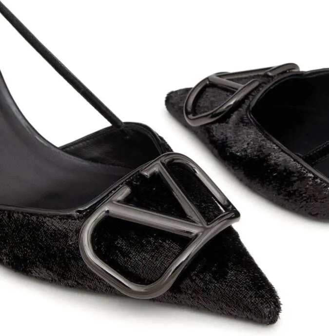 Valentino Garavani VLogo Signature 80mm slingback pumps Black