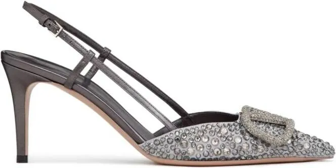 Valentino Garavani VLogo Signature 80mm slingback pumps Grey