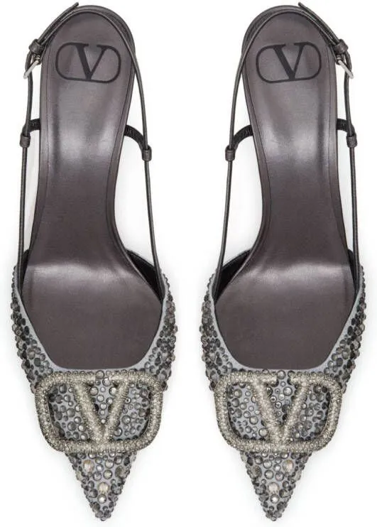 Valentino Garavani VLogo Signature 80mm slingback pumps Grey