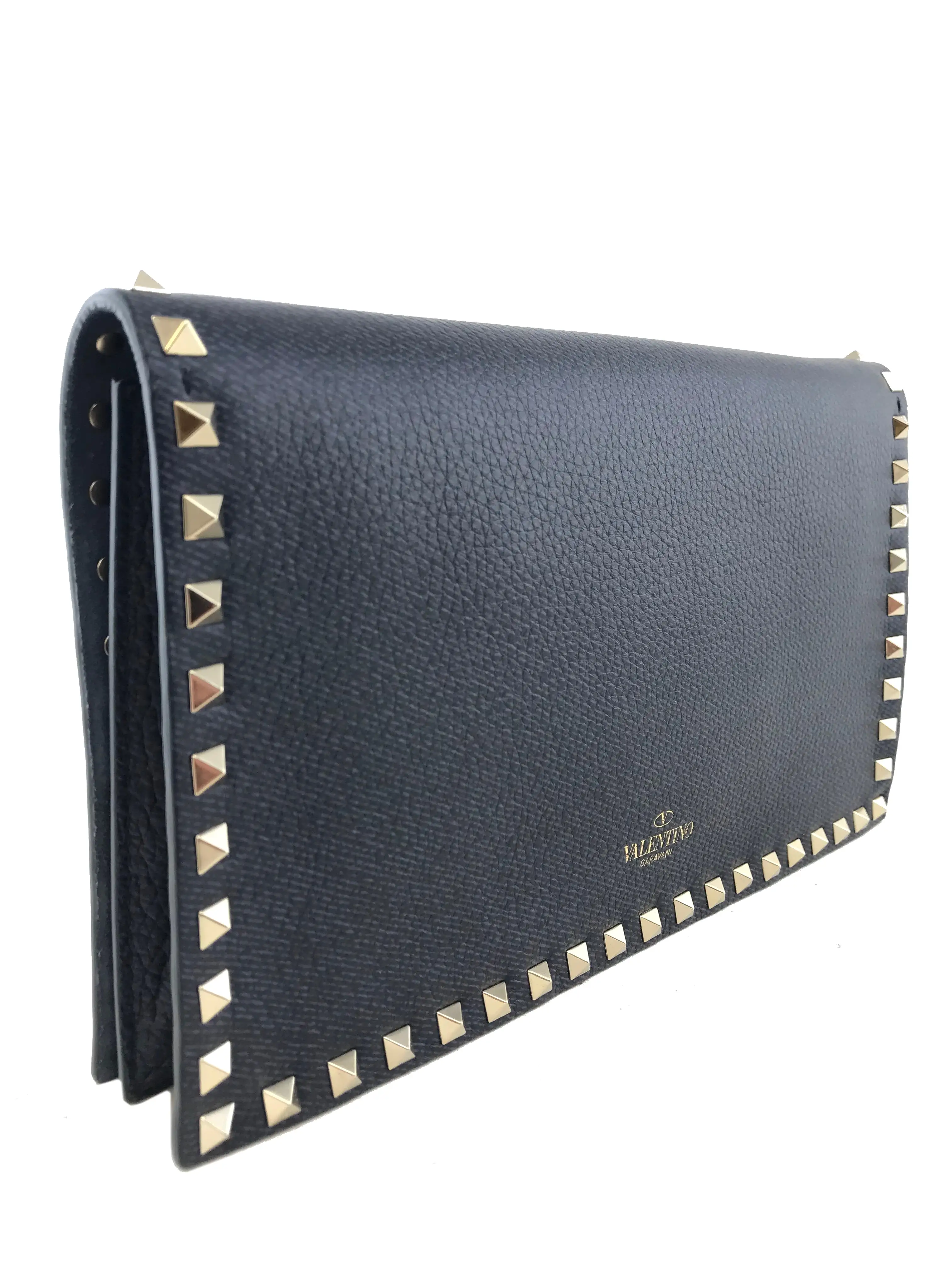 Valentino Leather Rockstud Wristlet Clutch Bag