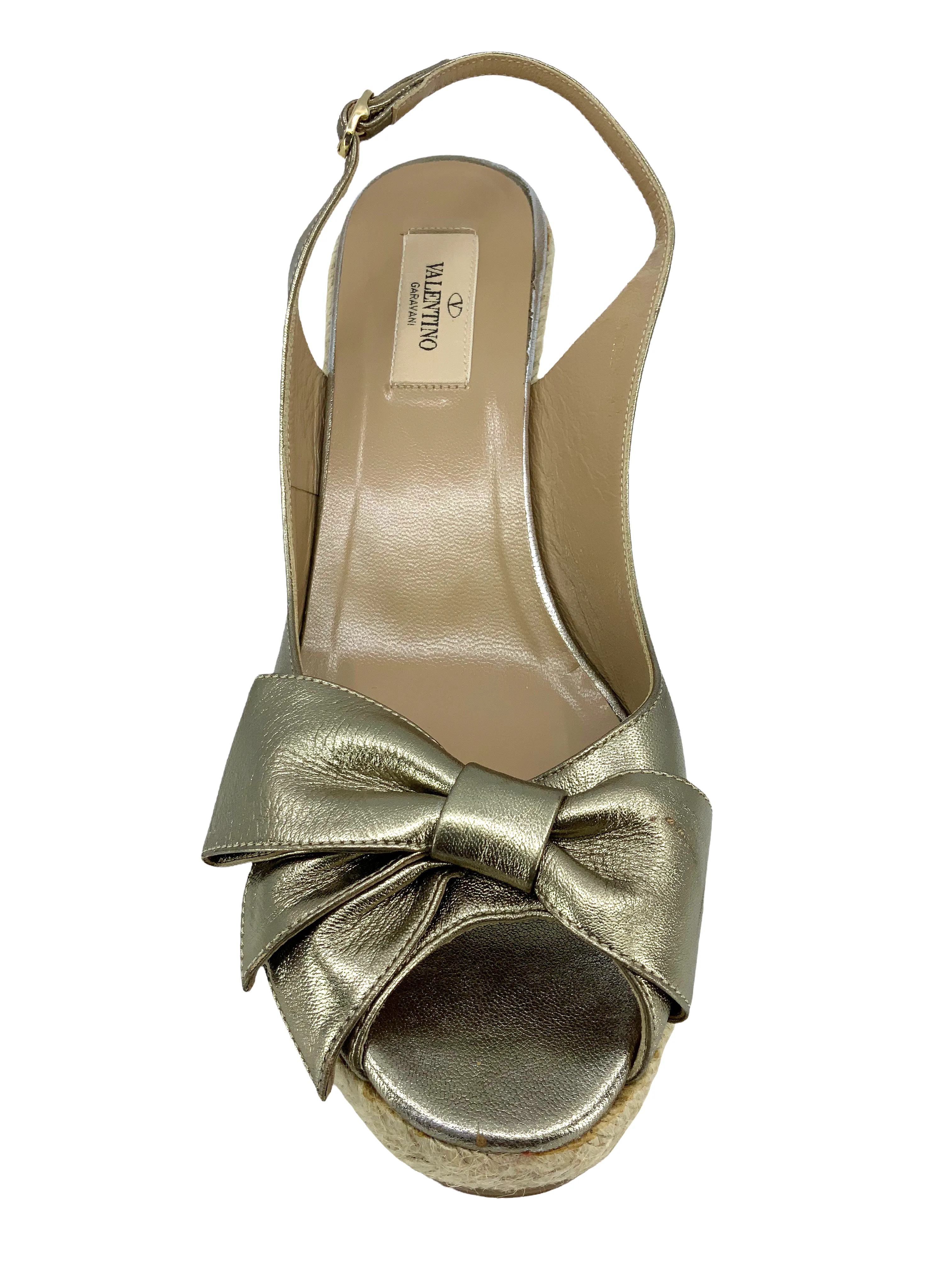 Valentino Mena Bow Espadrille Slingback Wedges Size 11