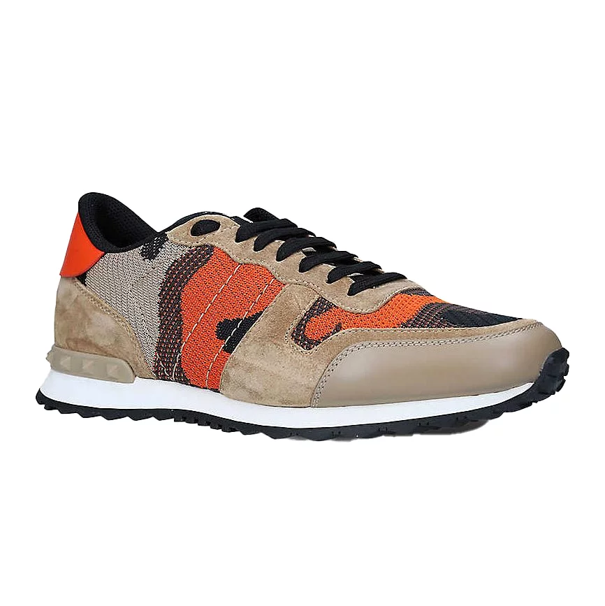 VALENTINO  MESH ROCKRUNNER TRAINERS DESERT ORANGE & BEIGE