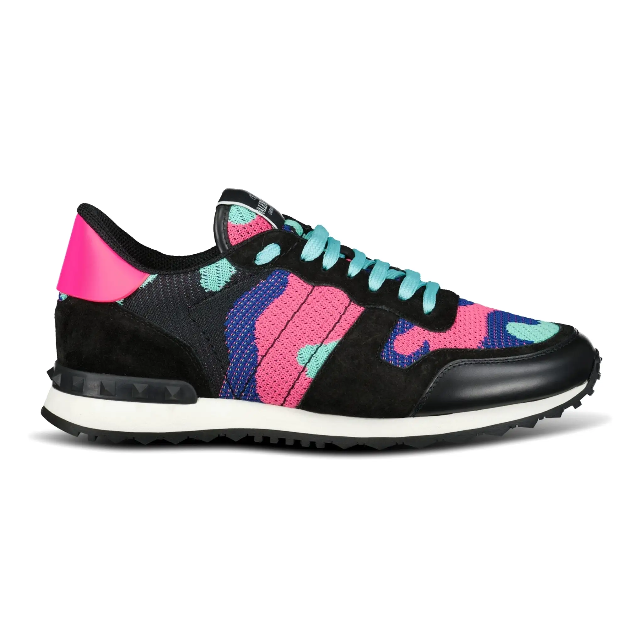 VALENTINO MESH ROCKRUNNER TRAINERS SKY BLUE & PINK