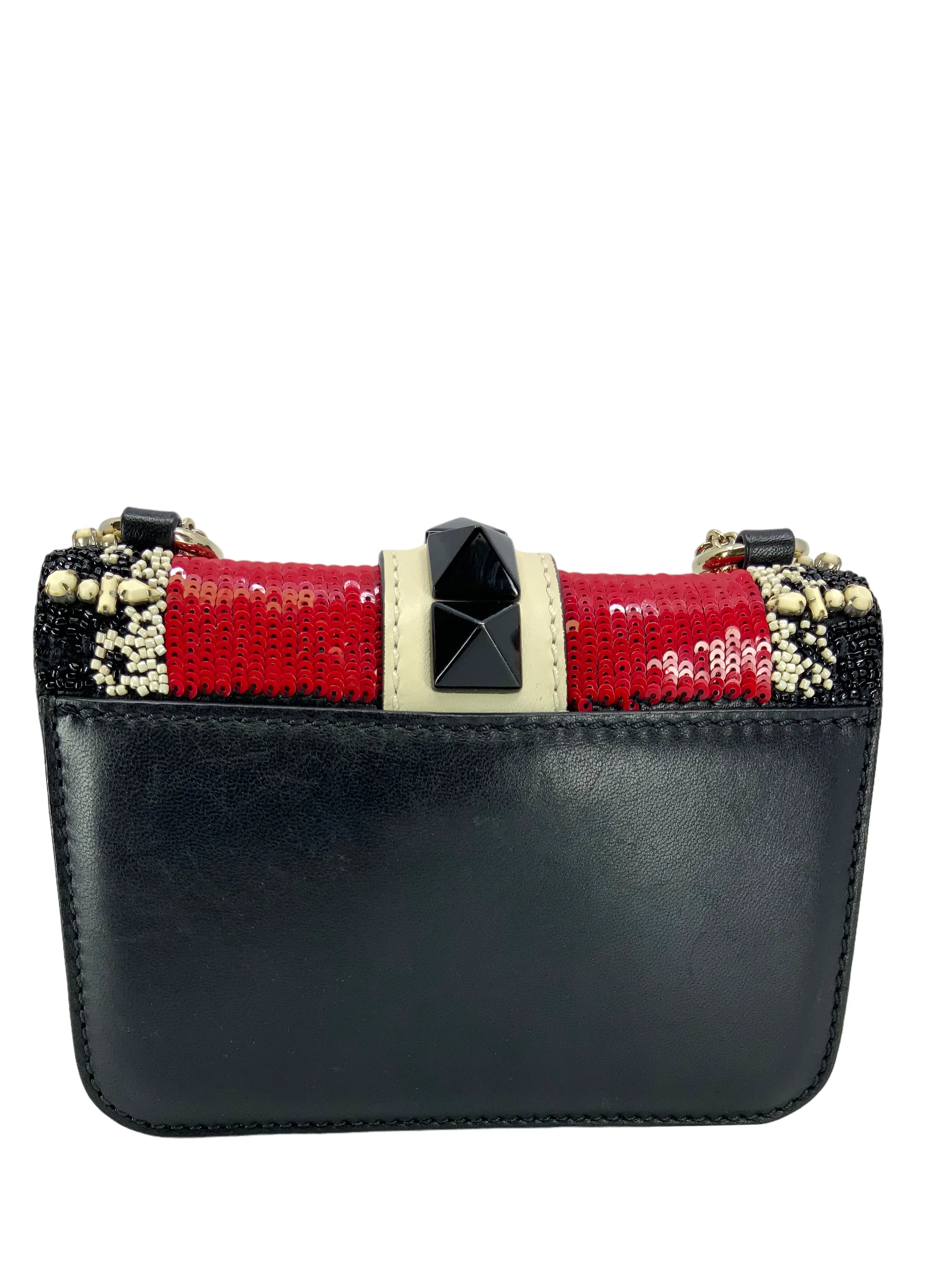 VALENTINO Mini Glam Lock Rockstud Beaded Flap Bag