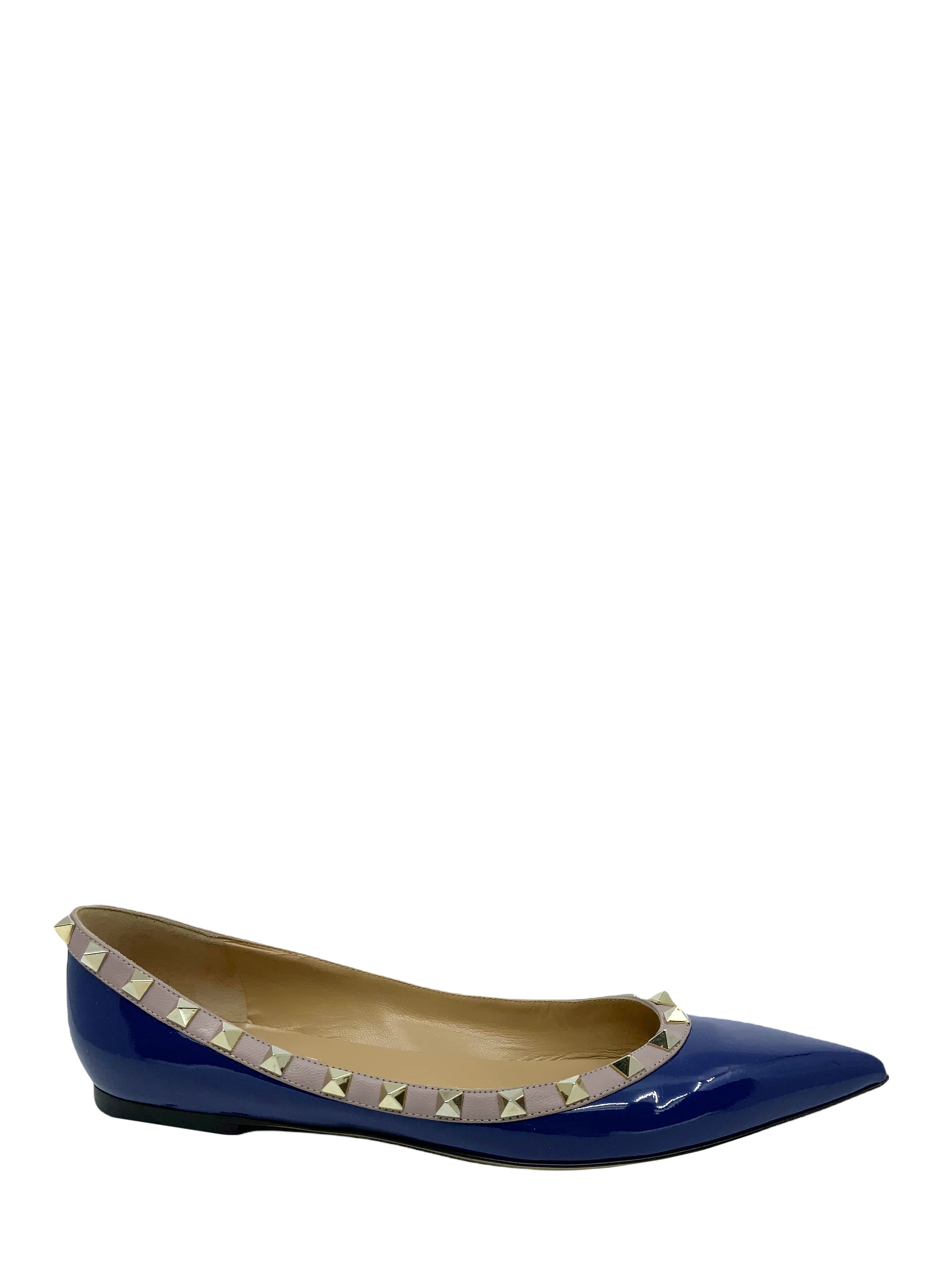 Valentino Patent Leather Rockstud Ballerina Flats Size 10