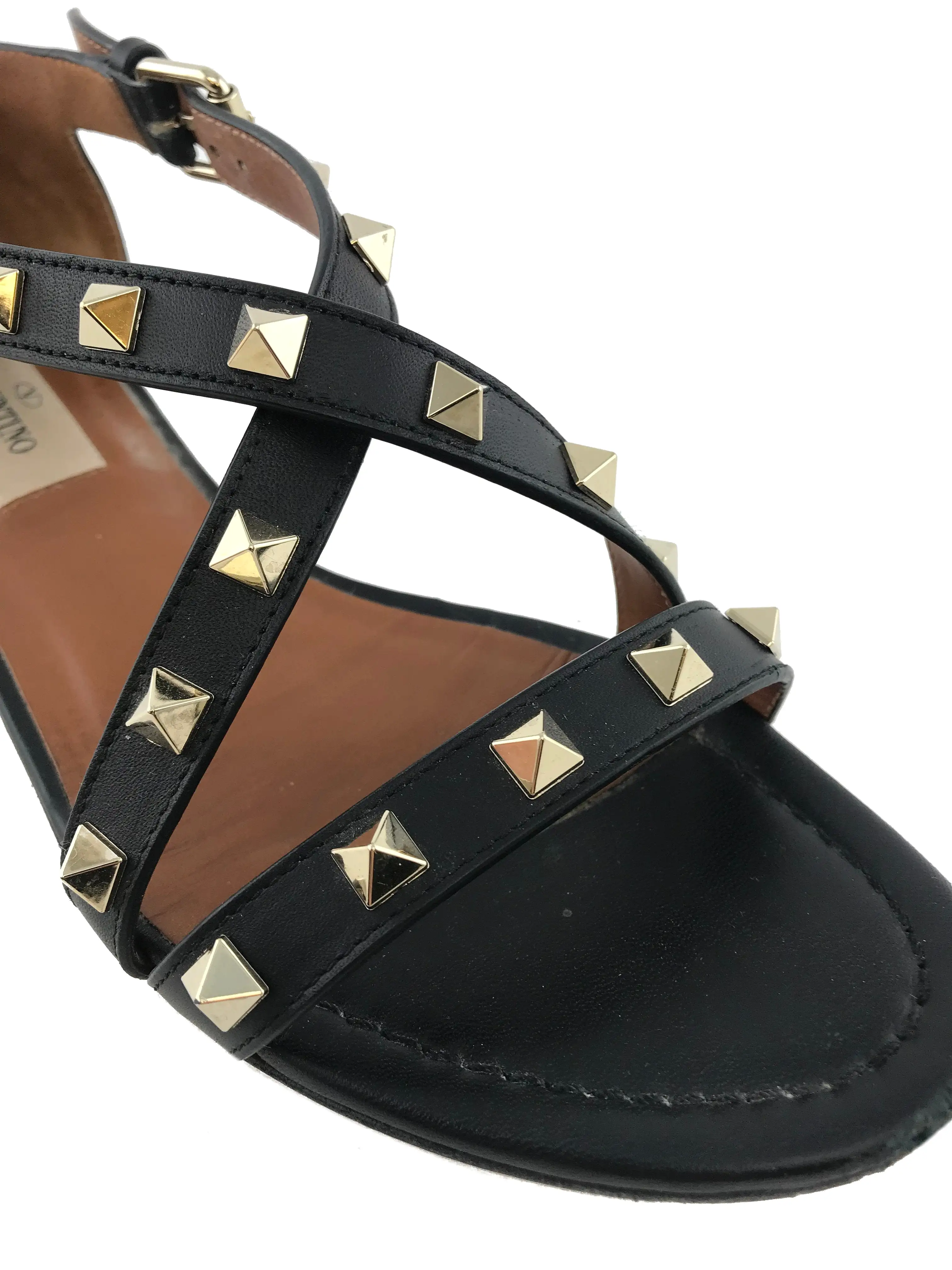 Valentino Rockstud Crisscross Flat Sandals Size 6.5