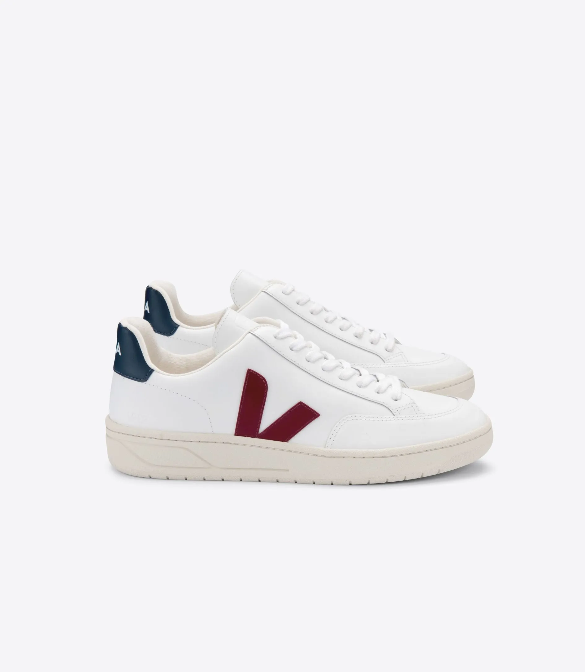 Veja V-12 Trainers - Leather Extra White/Marsala/Nautico