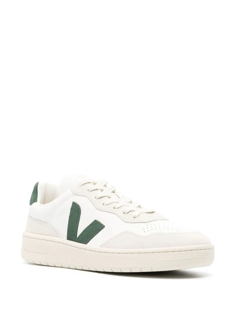 VEJA V-90 Sneakers In White and Green Leather