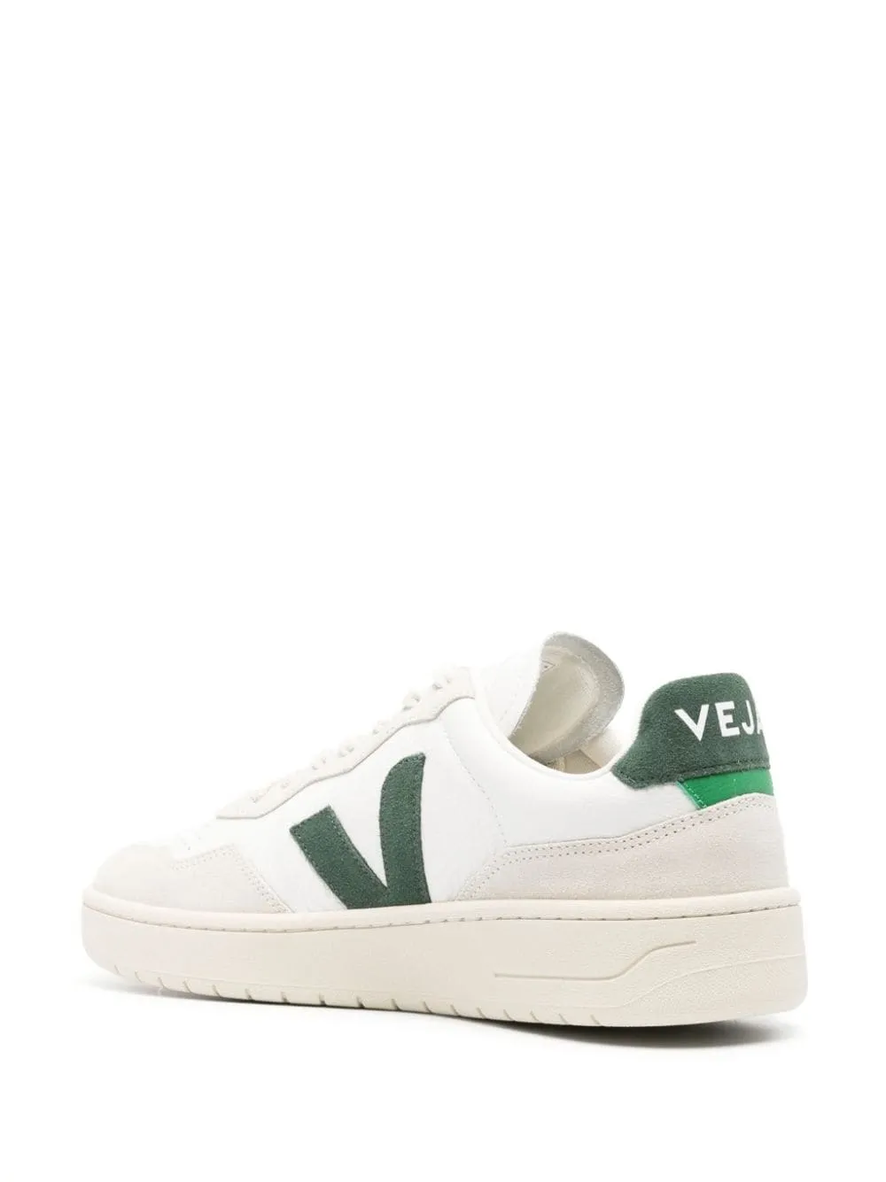 VEJA V-90 Sneakers In White and Green Leather