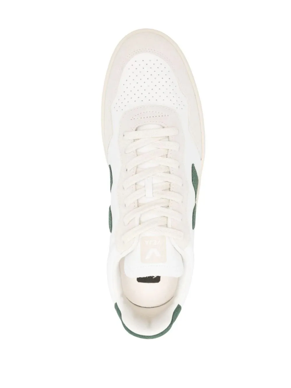 VEJA V-90 Sneakers In White and Green Leather