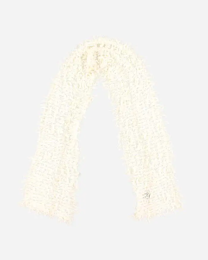 Vintage Cream Knit Fluffy Scarf