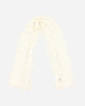 Vintage Cream Knit Fluffy Scarf