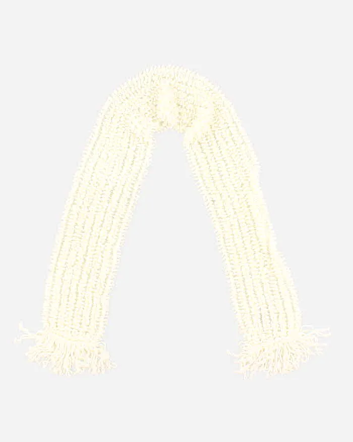 Vintage Hand Knit Cream Fluffy Scarf