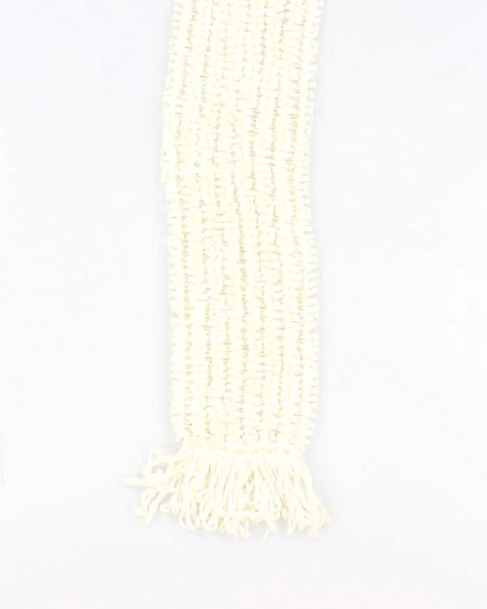 Vintage Hand Knit Cream Fluffy Scarf