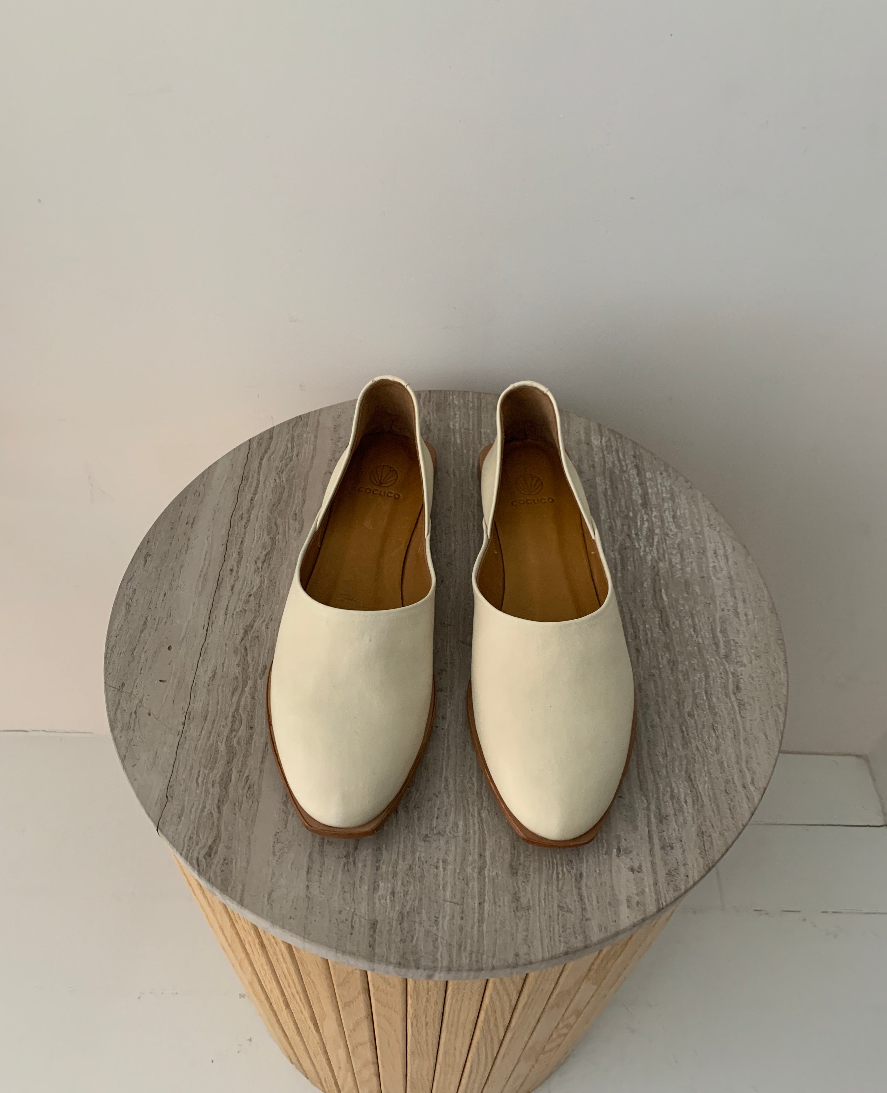 Warehouse Sale - Henri Flats Ivory Leather