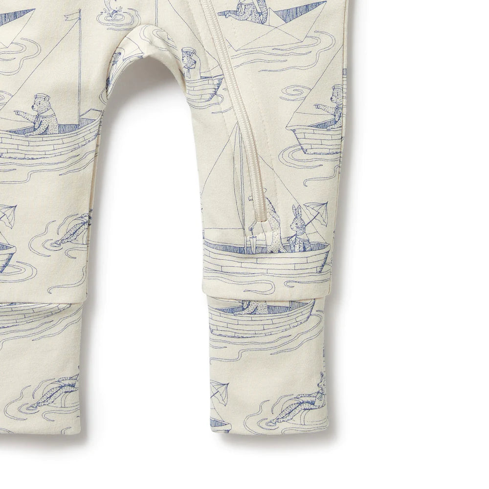 Wilson & Frenchy Organic Zipsuit with Feet - Sail Away