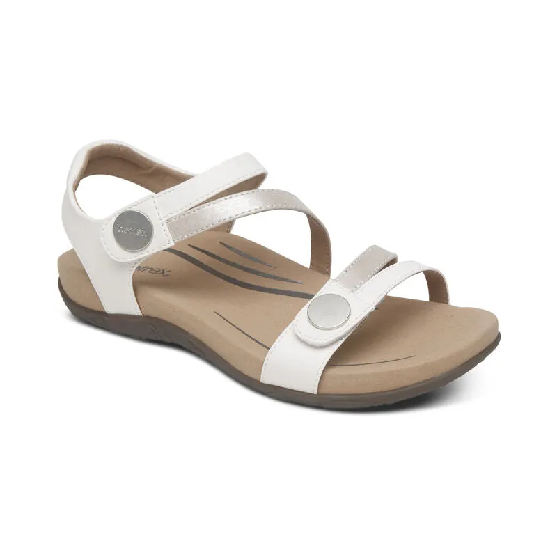 Women's Aetrex Jess Adjustable Quarter Strap Sandal Color: White