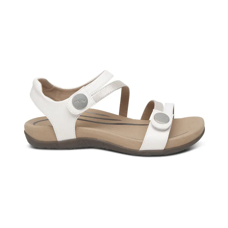 Women's Aetrex Jess Adjustable Quarter Strap Sandal Color: White