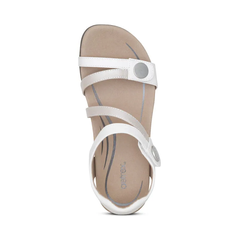 Women's Aetrex Jess Adjustable Quarter Strap Sandal Color: White