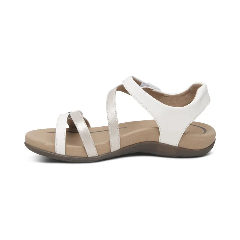 Women's Aetrex Jess Adjustable Quarter Strap Sandal Color: White